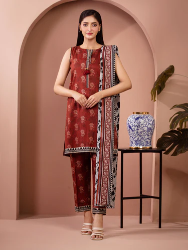 Mocha Garden Unstitched Lawn Ensemble